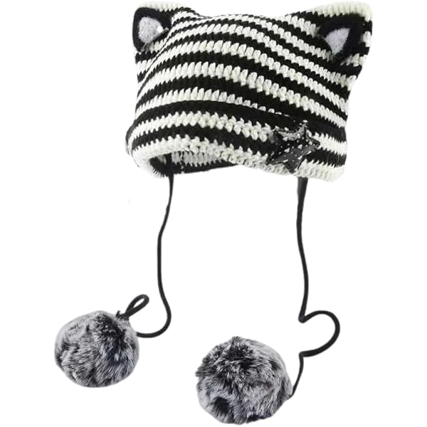Amazon.com: Cat Ear Crochet Beanie Y2K Gyaru Stars Decor Knitted